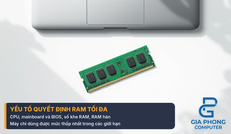 Các yếu tố quyết định laptop hỗ trợ RAM tối đa bao nhiêu