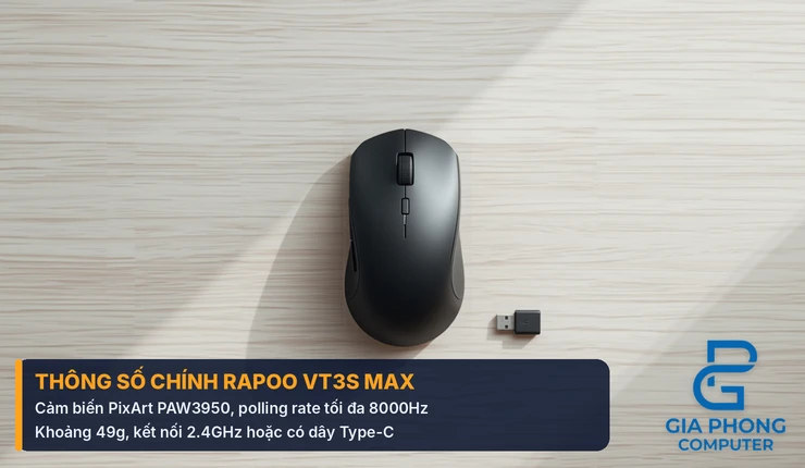 Thông số chính của chuột Rapoo VT3S Max