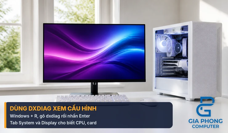 Dùng dxdiag để xem cấu hình máy tính và card đồ họa