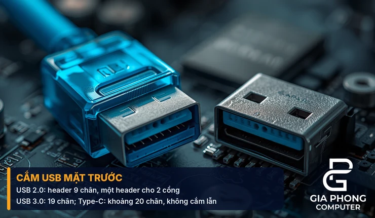 Cách cắm USB mặt trước vào mainboard