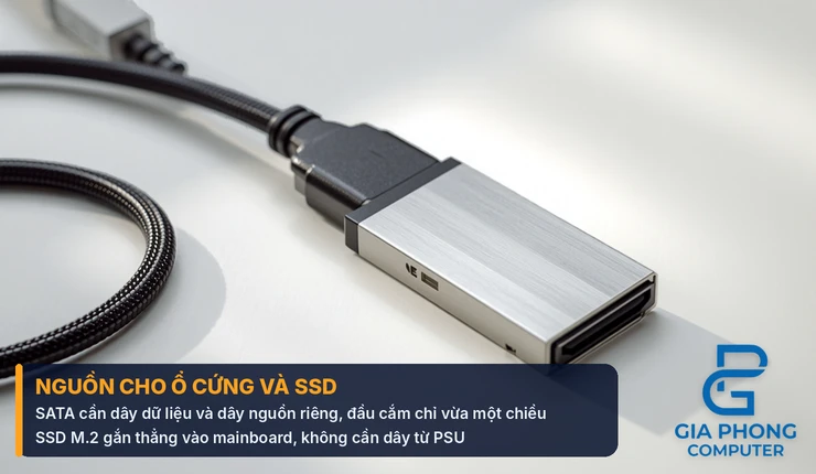 Cách cắm dây nguồn SATA cho ổ cứng và SSD