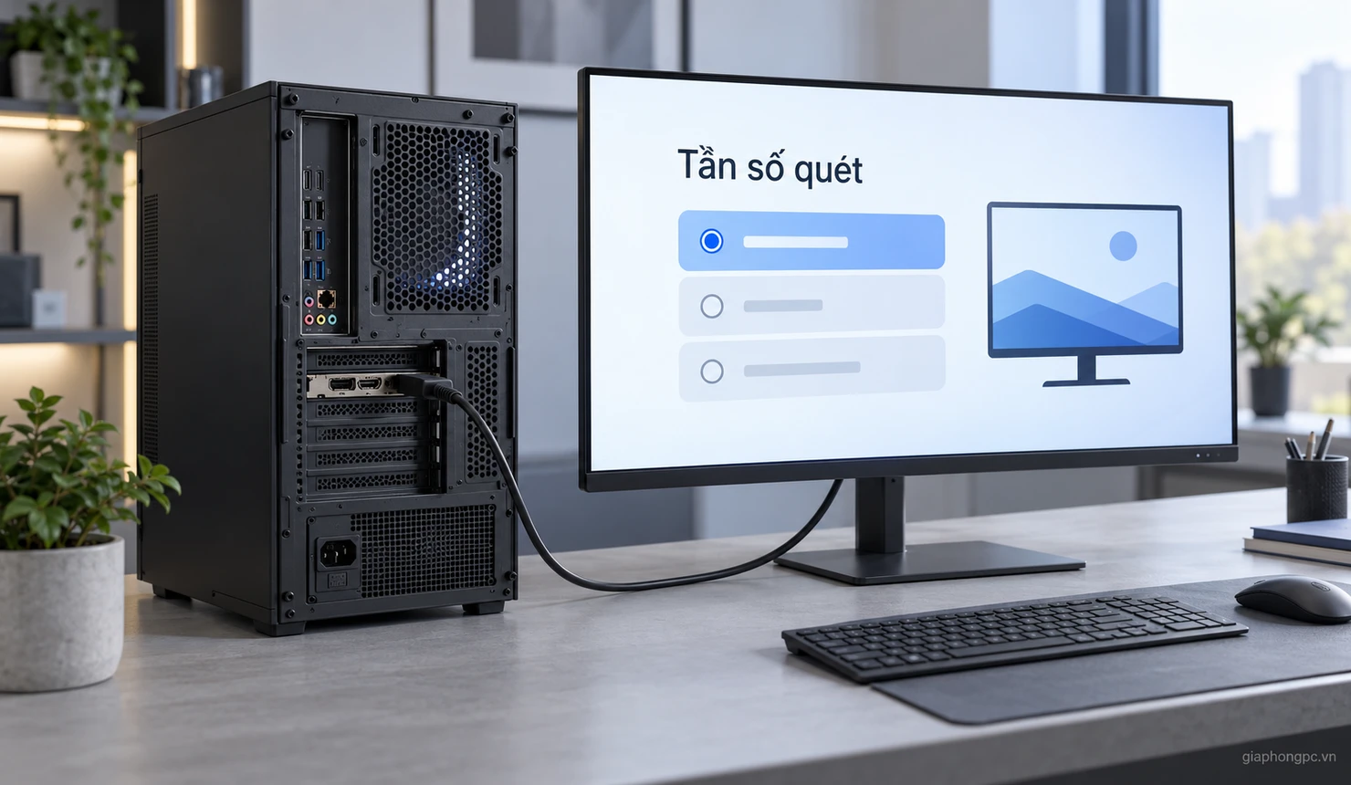 Kiểm tra kết nối VGA và tần số quét màn hình 2K