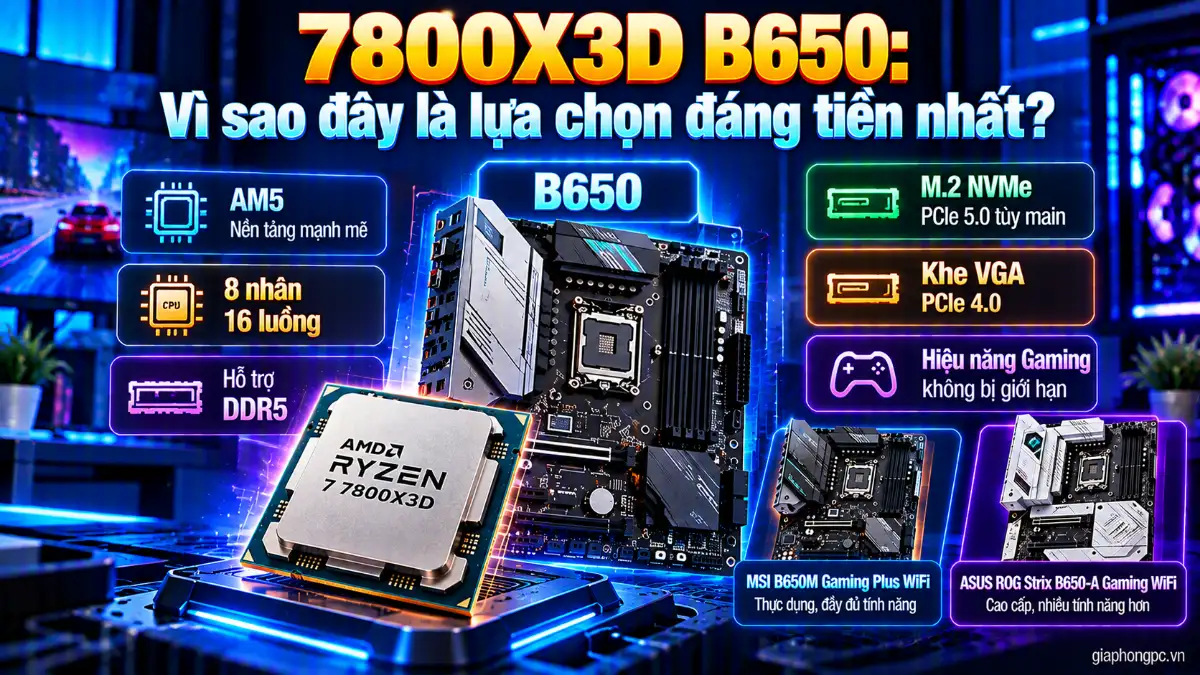 Ryzen 7 7800X3D B650 vì sao là lựa chọn đáng tiền nhất
