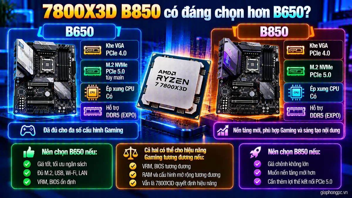 7800X3D B850 có đáng chọn hơn B650