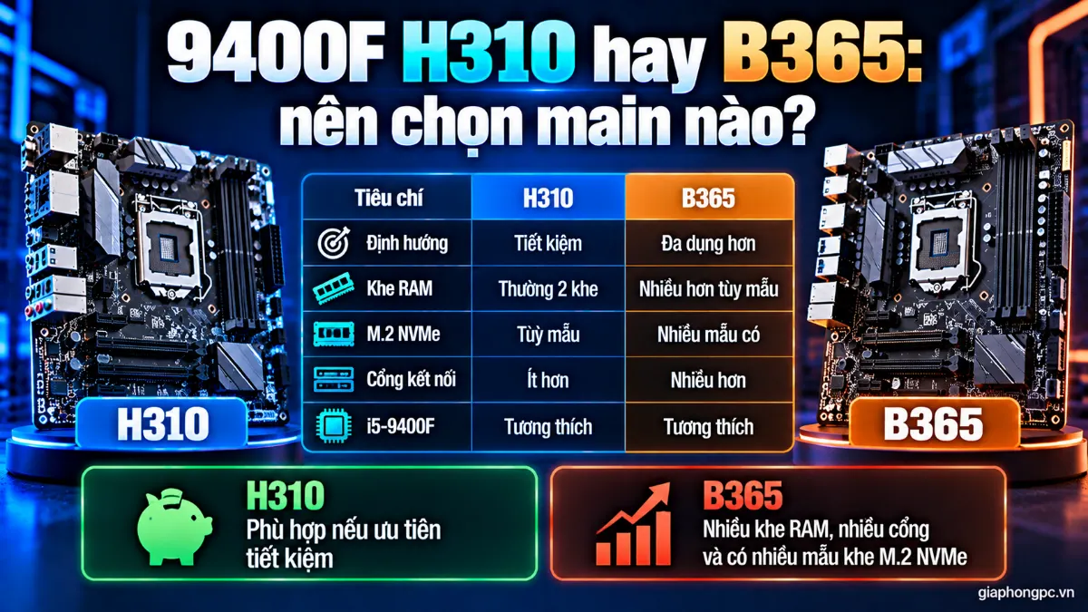9400F H310 hay B365 nên chọn main nào