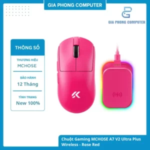 Chuột Gaming MCHOSE A7 V2 Ultra Plus Wireless - Rose Red