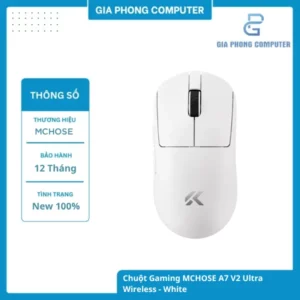 Chuột Gaming MCHOSE A7 V2 Ultra Wireless - White