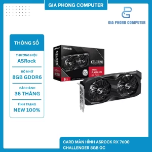 Card màn hình ASROCK RX 7600 Challenger 8GB OC