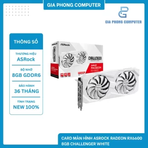 Card màn hình ASROCK Radeon RX6600 8GB CHALLENGER WHITE