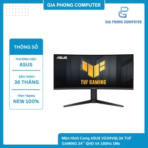Màn Hình Cong ASUS VG34VQL3A TUF GAMING 34'' QHD VA 180Hz 1Ms