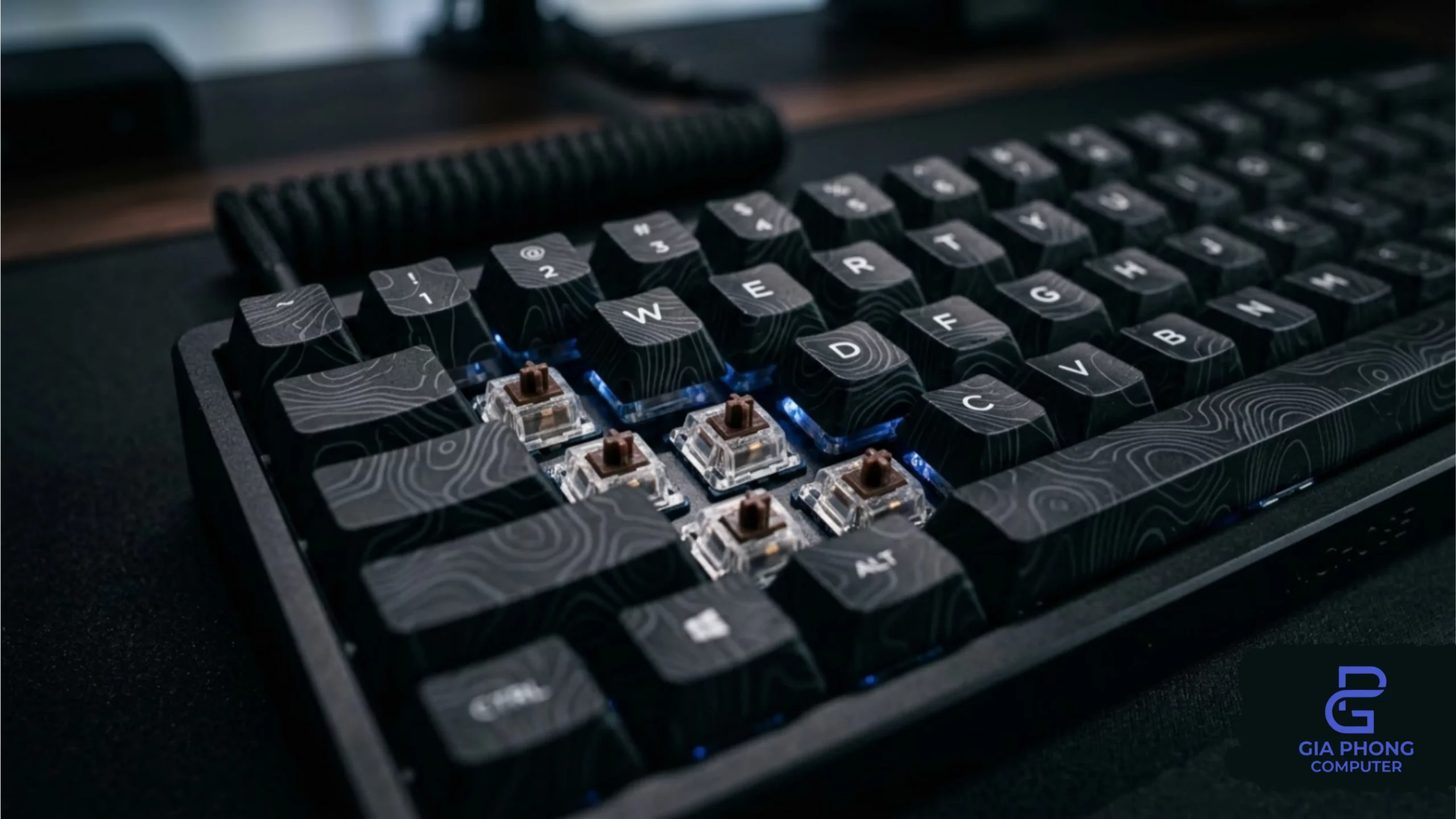 Bàn phím cơ MCHOSE Ace68 Black Topographic – Công Nghệ Switch Từ Tính Chuẩn Esports tại GiaPhong Computer