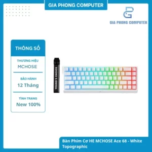 Bàn phím cơ MCHOSE Ace68 White Topographic – Switch Từ Tính, Phong Cách Sáng Màu tại GiaPhong Computer