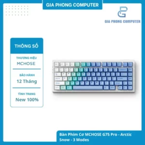 Bàn phím cơ MCHOSE G75 Pro Arctic Snow – Layout Đầy Đủ, Kết Nối Đa Chế Độ tại GiaPhong Computer