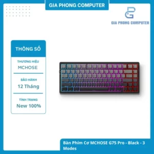 Bàn phím cơ MCHOSE G75 Pro Black – Cổ Điển, Đa Năng, RGB Rực Rỡ tại GiaPhong Computer