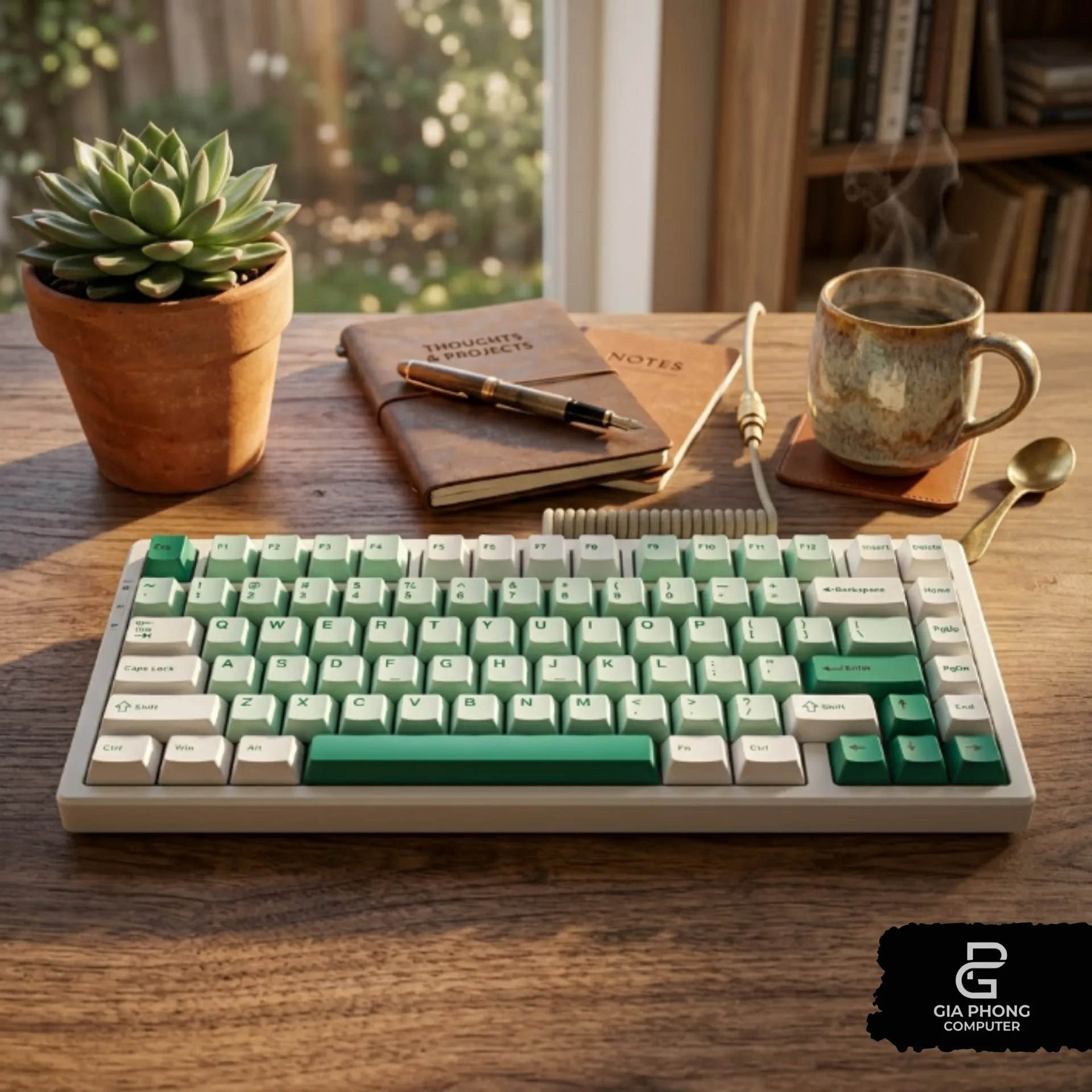 Bàn phím cơ MCHOSE G75 Pro Green – Matcha Latte Switch, Tri-mode, Pin 8000mAh tại GiaPhong Computer