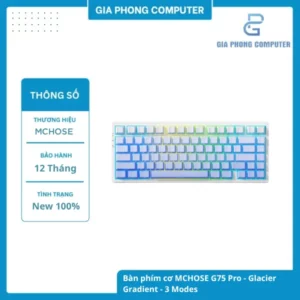 Bàn phím cơ MCHOSE G75 Pro Glacier Gradient – Layout 75%, Tri-mode, RGB Nổi Bật tại GiaPhong Computer