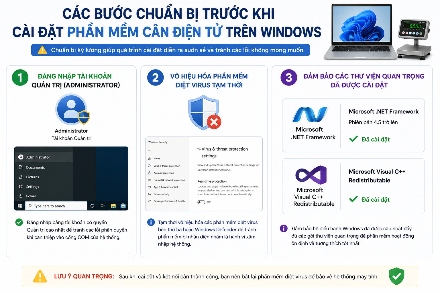 Các bước chuẩn bị trước khi cài đặt phần mềm trên hệ điều hành Windows