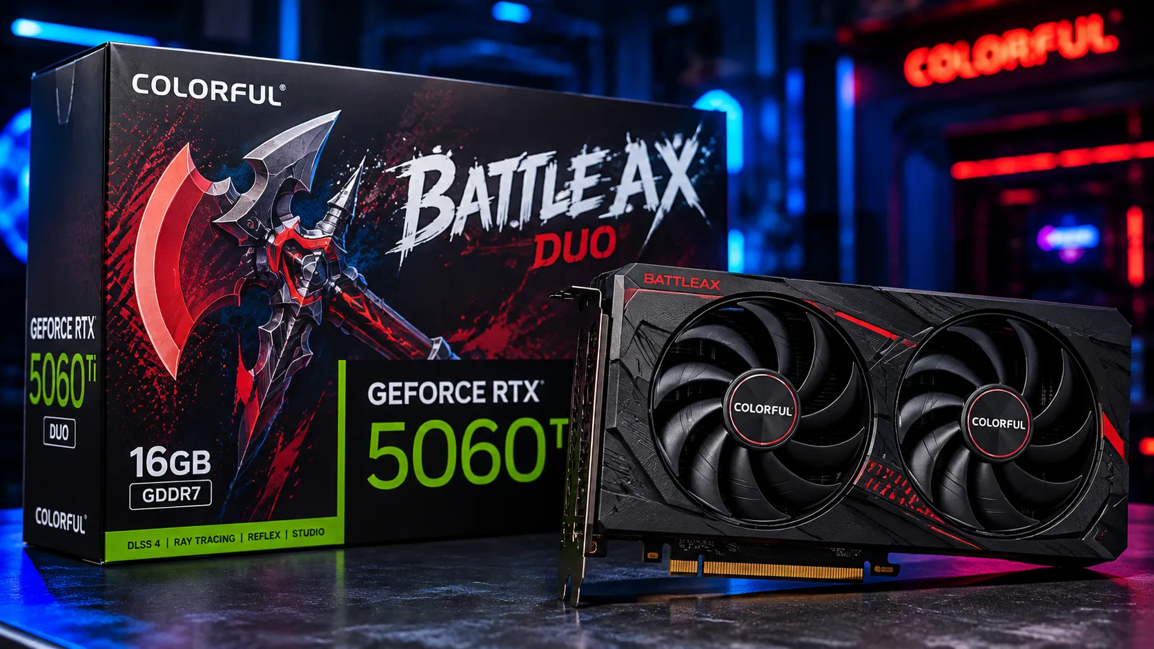 Card màn hình Colorful RTX 5060 Ti Battle Ax Duo 16GB GDDR7 NEW