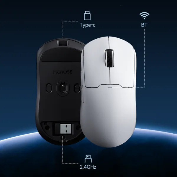 Chuột Gaming MCHOSE A5 V3 Ultra Black – PAW 3395, 8KHz Wired, 4KHz Wireless tại GiaPhong Computer