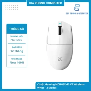 Chuột Gaming MCHOSE G3 V2 Wireless - White - 3 Modes