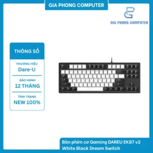 Bàn phím cơ Gaming DAREU EK87 V2 White Black