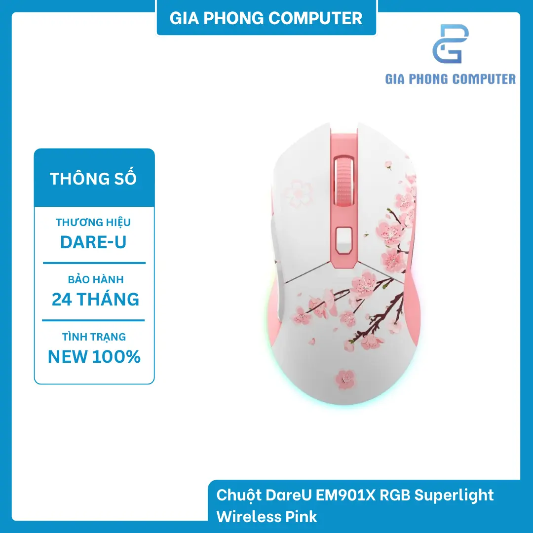 DareU EM901X RGB Superlight Wireless Pink