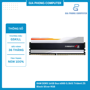 RAM DDR5 16GB Bus 6000 G.Skill Trident Z5 Black Silver RGB