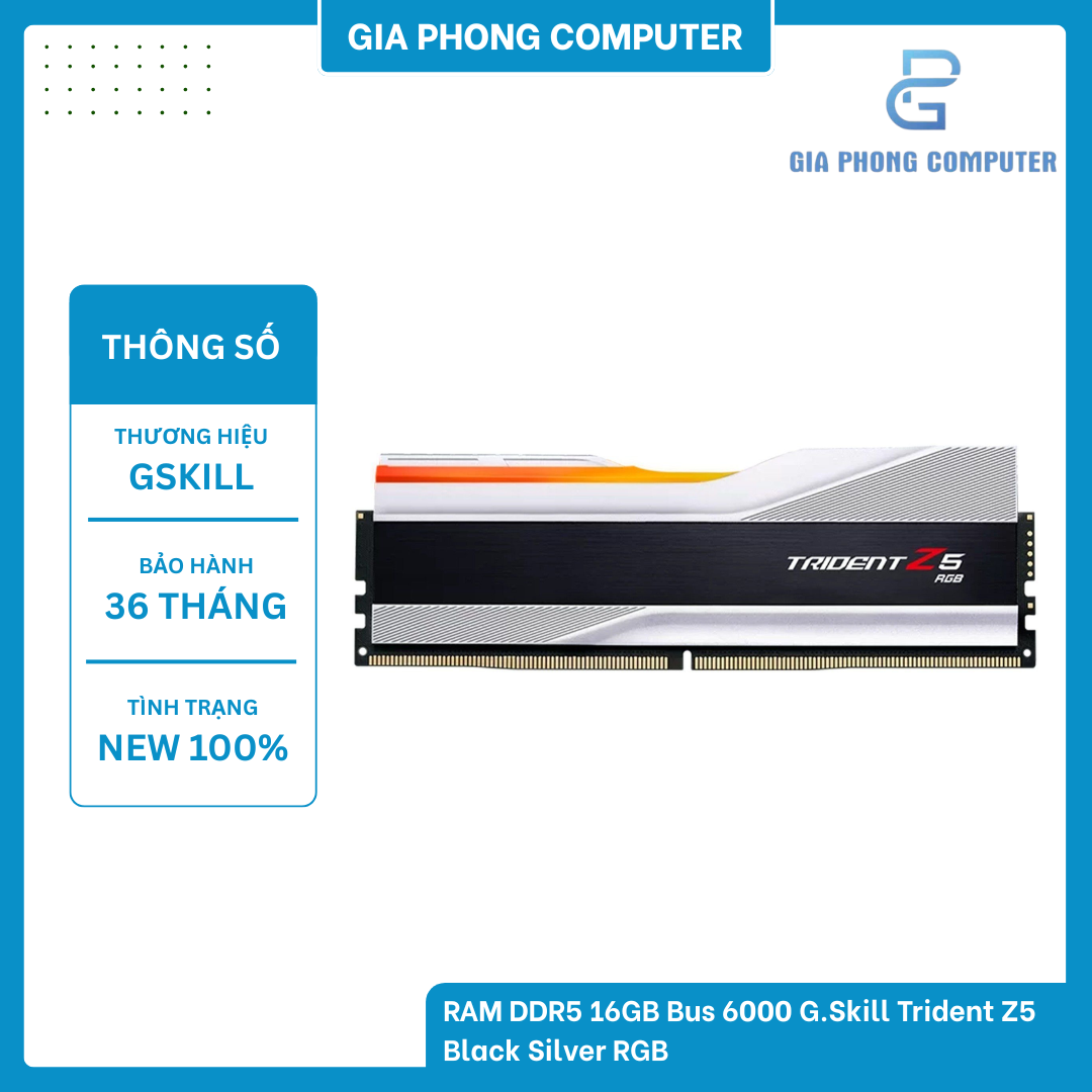 RAM DDR5 16GB Bus 6000 G.Skill Trident Z5 Black Silver RGB