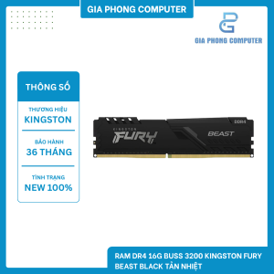 RAM DR4 16GB BUSS 3200 KINGSTON FURY BEAST BLACK TẢN NHIỆT