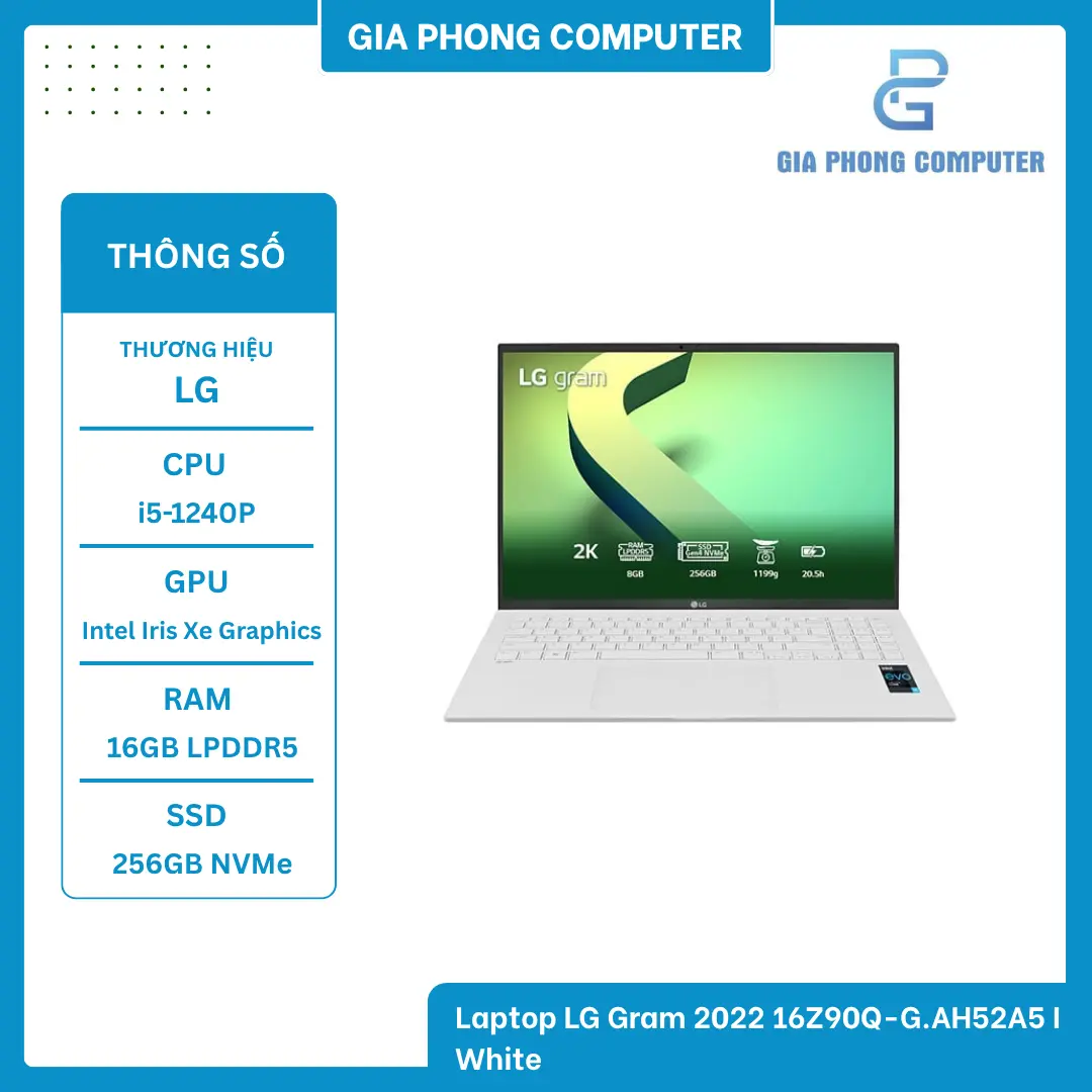 Laptop LG Gram 2022 16Z90Q-G.AH52A5 I White