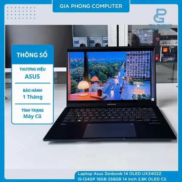 Laptop Asus Zenbook 14 OLED UX3402Z i5-1240P 16GB 256GB 14 inch 2.8K OLED Cũ (1)