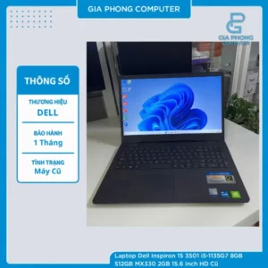 Laptop Dell Inspiron 15 3501 i5-1135G7 8GB 512GB MX330 2GB 15.6 inch HD Cũ