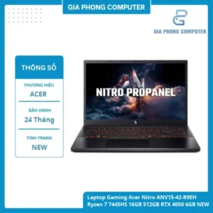 Laptop Gaming Acer Nitro ANV15-42-R9EH Ryzen 7 7445HS 16GB 512GB RTX 4050 6GB NEW