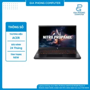 Laptop Gaming Acer Nitro ProPanel ANV15-42-R0QM Ryzen 5 7640HS 16GB DDR5 512GB SSD RTX 3050 6GB 15.6 inch FHD NEW