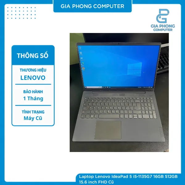 Laptop Lenovo IdeaPad 5 i5-1135G7 16GB 512GB 15.6 inch FHD Cũ