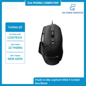 Chuột có dây Logitech G502 X Corded Đen