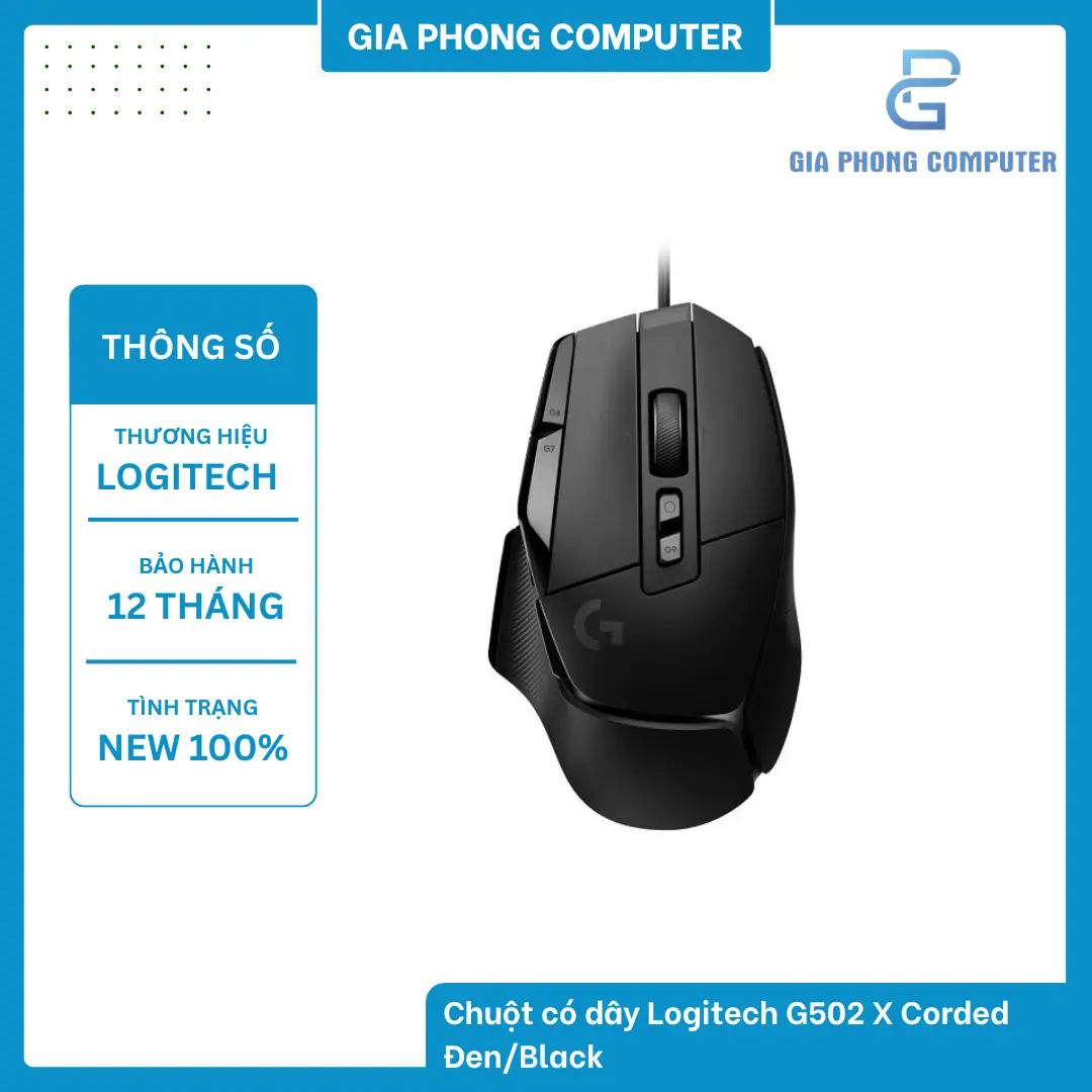 Chuột có dây Logitech G502 X Corded Đen