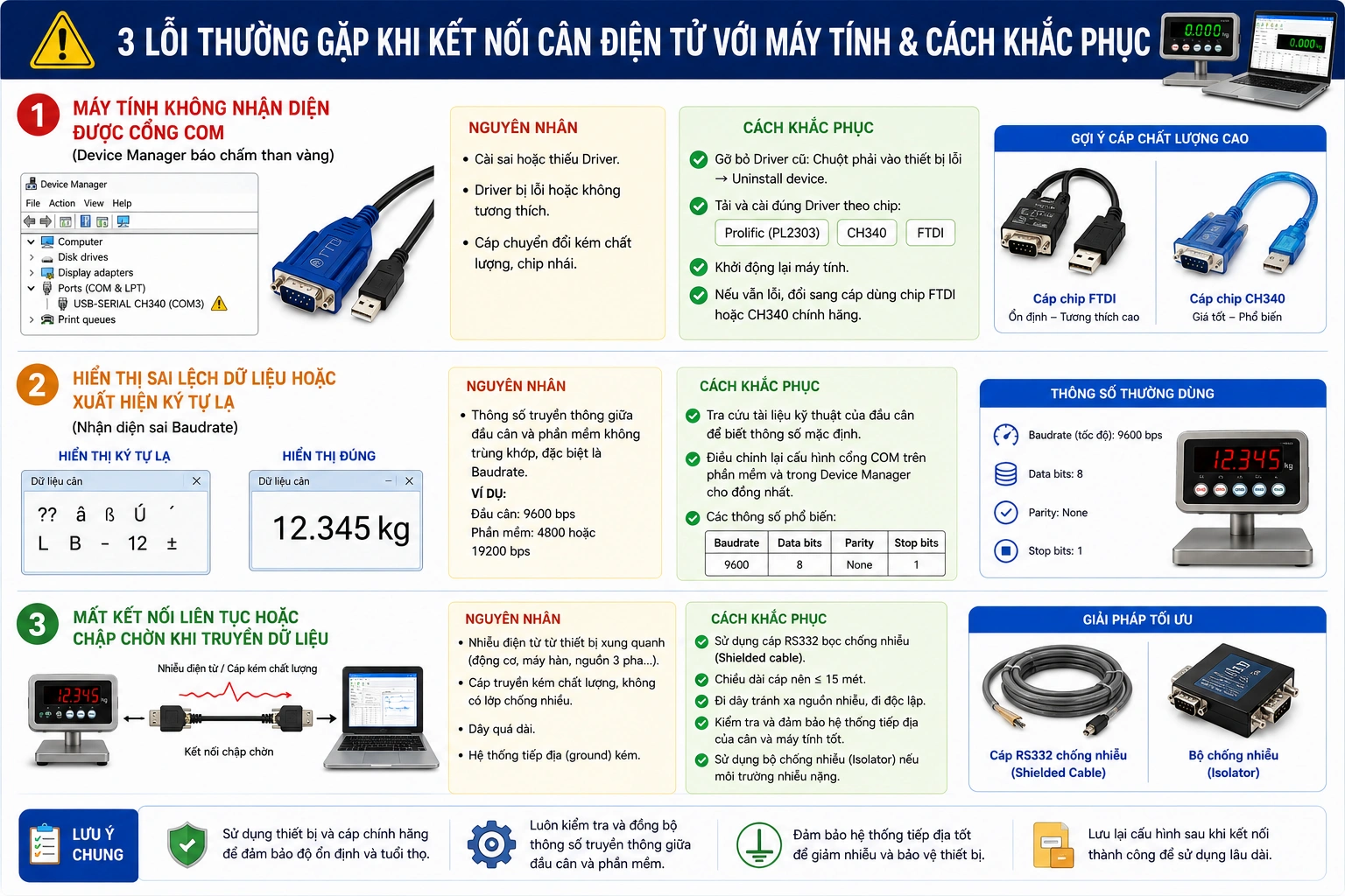 Lỗi máy tính không nhận diện được cổng COM (Device Manager báo chấm than vàng)