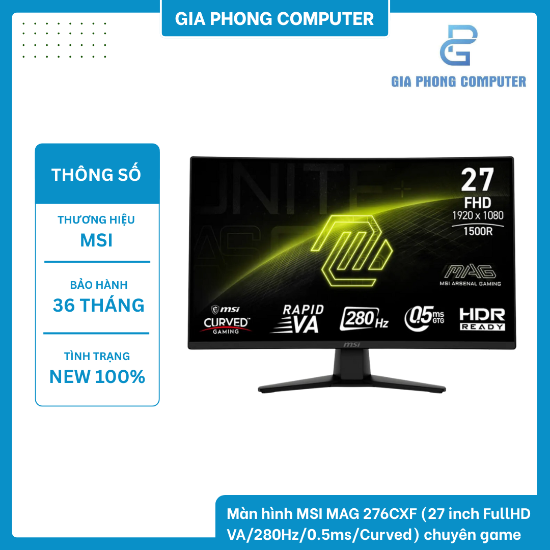 Màn hình MSI MAG 276CXF (27 inch FullHD VA/280Hz/0.5ms/Curved) chuyên game