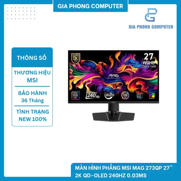 Màn hình phẳng MSI MAG 273QP 27'' 2K QD-OLED 240Hz 0.03ms