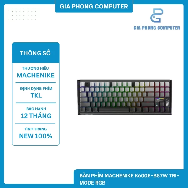 Bàn phím Machenike K600E-B87W Tri-mode RGB