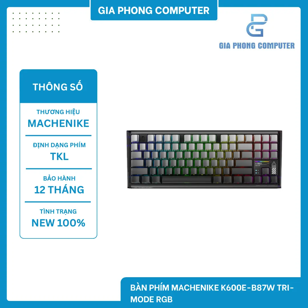 Bàn phím Machenike K600E-B87W Tri-mode RGB