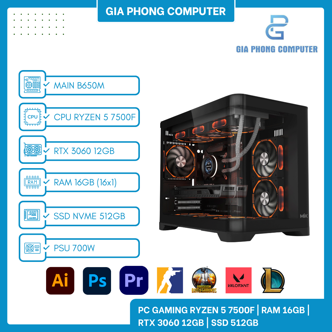 PC Gaming RYZEN 5 7500F / RTX 3060 12GB