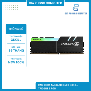 RAM DDR4 16GB BUSS 3600 GSKILL TRIDENT Z RGB