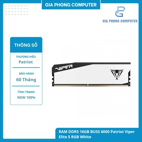 RAM-DDR5-16GB-BUSS-6000-Patriot-Viper-Elite-5-RGB-White