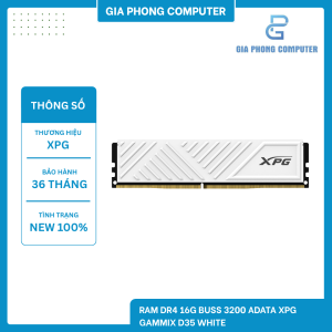 RAM DR4 16GB BUSS 3200 ADATA XPG GAMMIX D35 WHITE