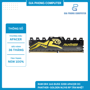 RAM DR4 16GB BUSS 3200 APACER OC PANTHER-GOLDEN W/HS RP TẢN NHIỆT