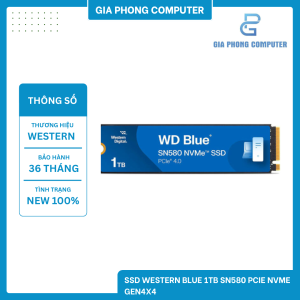 SSD WESTERN BLUE 1TB SN580 PCIe NVMe Gen4x4