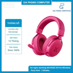Tai nghe Gaming MCHOSE V9 Pro Wireless - Rose Red - 3 Modes