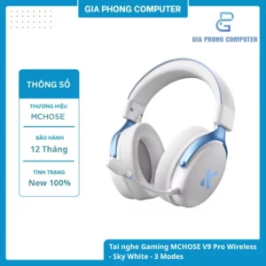 Tai nghe Gaming MCHOSE V9 Pro Wireless - Sky White - 3 Modes